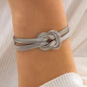 Elegant Silver Knot Snake Chain Bracelet
